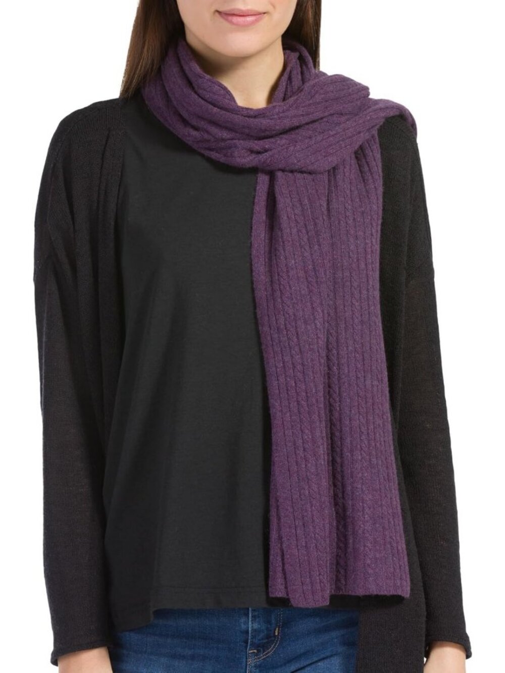 Cozy Cashmere Cable Knit Winter Scarf | Soft Warmth | Perfect for Cold Weather